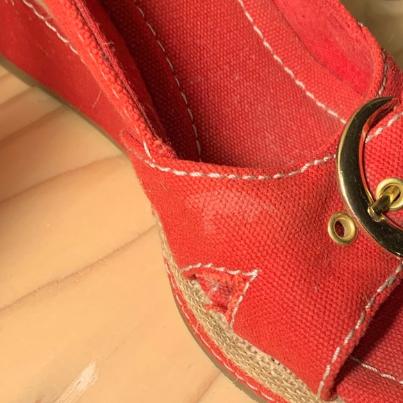 Red Canvas Sling Back Wedge’s - Picture 4 of 7